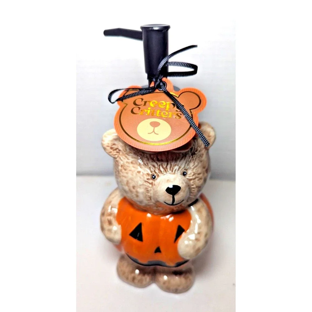 Creepy Critters Teddy Bear Pumpkin Costume Halloween Soap Dispenser Ceramic NEW